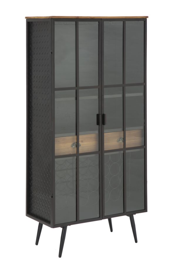 prezzo Mobiler Flaschenhalter aus Eisen für die Schule 81 x 42 x 162,5 cm aus Eisen und schwarzem und braunem Tannenholz