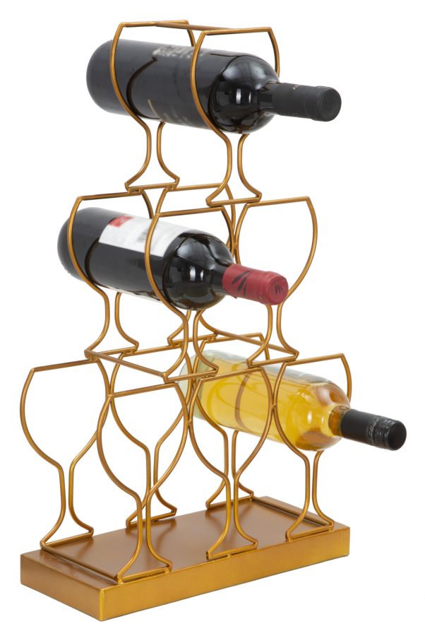 Porta Bottiglie Glass 6 Posti 31x12,7x53 cm in Ferro Oro-1