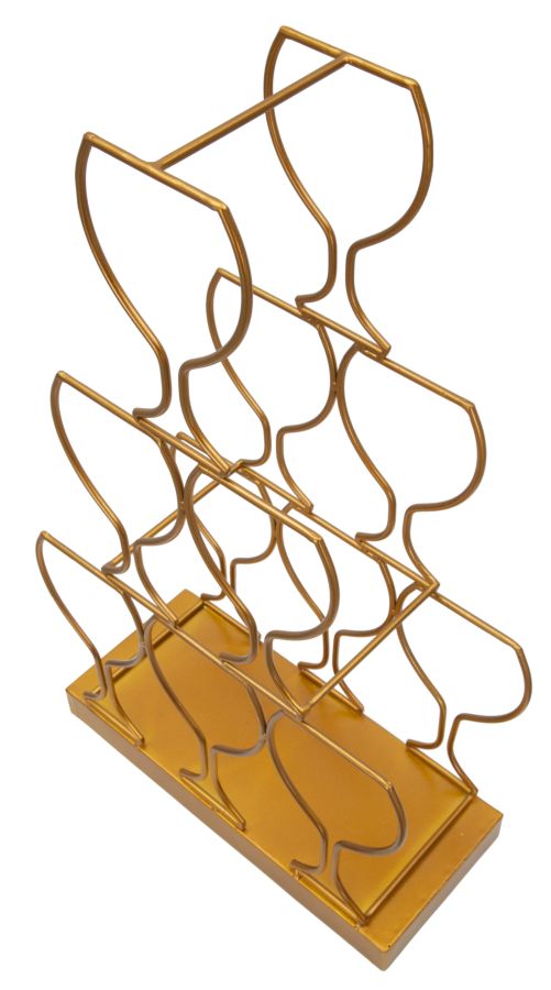 Porta Bottiglie Glass 6 Posti 31x12,7x53 cm in Ferro Oro-6