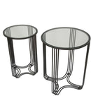Tavolinetti Dublino Coppia Ø50,5x61,5 - 40,5x57 cm in Ferro e Vetro Nero-3