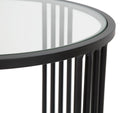 Tavolinetti Dublino Coppia Ø50,5x61,5 - 40,5x57 cm in Ferro e Vetro Nero-7