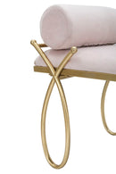 Panca Ribbon Rosa 112,5x49x53 cm in Ferro e MDF e Spugna e Poliestere Rosa e Oro-5