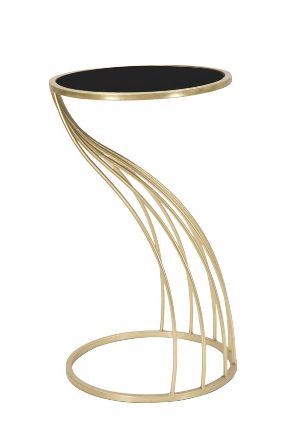 Telefonhalter Flush Ø35x60 cm aus Iron MDF und Black and Gold Mirror sconto