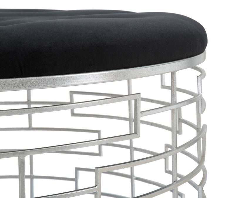 Puff Ice Ø91,5x47 cm in Ferro e MDF e Spugna e Poliestere Argento e Nero-6