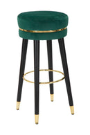 Sgabello Bar Paris Ø35x74 cm in Legno e Tessuto Vellutato Verde-1