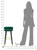 Sgabello Bar Paris Ø35x74 cm in Legno e Tessuto Vellutato Verde-8