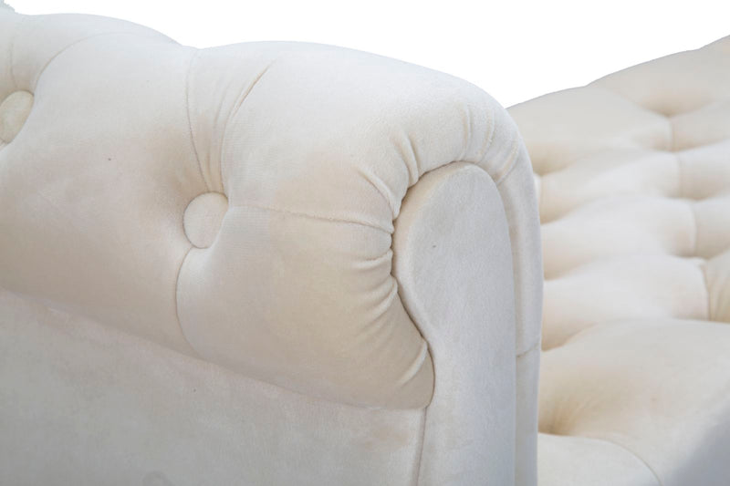 Panchetta Paris 120x40x60 cm in Legno Spugna Metallo e Poliestere Crema Nero e Oro-7