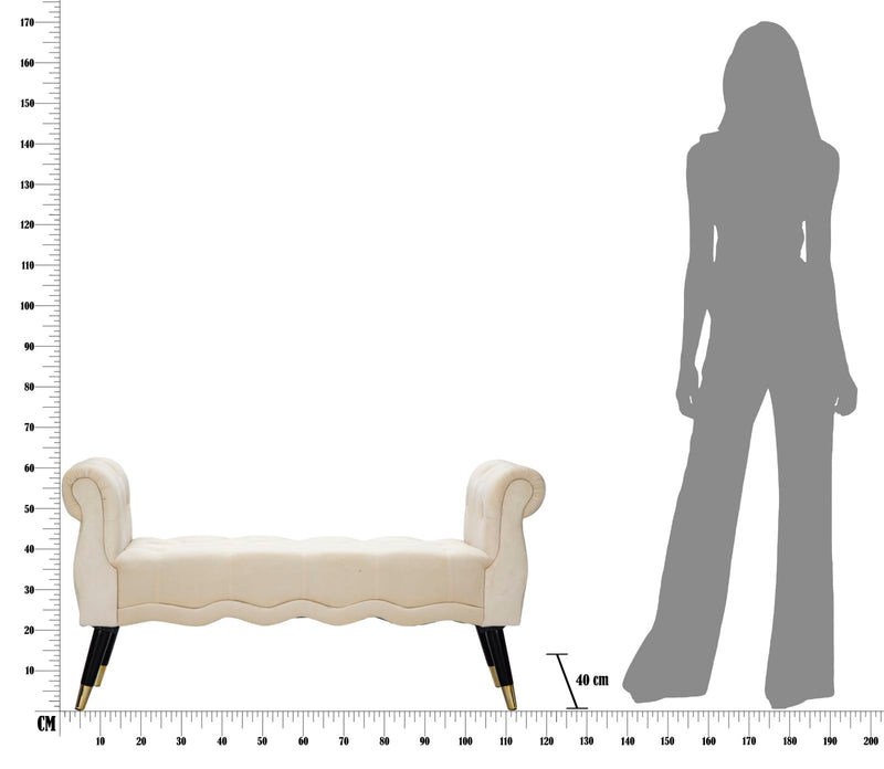 Panchetta Paris 120x40x60 cm in Legno Spugna Metallo e Poliestere Crema Nero e Oro-9