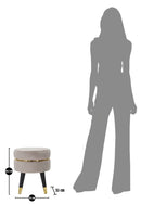 Sgabello Paris Ø35x40,5 cm in Legno Spugna Metallo e Poliestere Grigio Nero e Oro-7