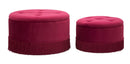 Puff Contenitore Lines New Coppia Bordeaux Ø71x41-55x33 cm in Legno Spugna e Poliestere Bordeaux-1