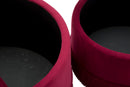 Puff Contenitore Lines New Coppia Bordeaux Ø71x41-55x33 cm in Legno Spugna e Poliestere Bordeaux-4