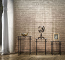 Tavolinetti Essential Tris Ø46x58-40x50-34x44 cm in Ferro e MDF Nero e Marrone-9