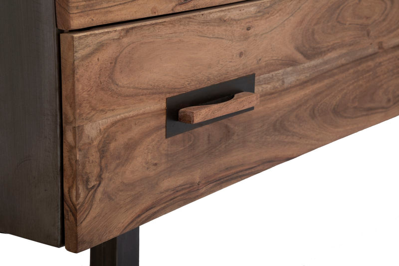 Porta Tv Mumbai 145x40x62 cm in Legno di Acacia e in Ferro Marrone e Nero-6