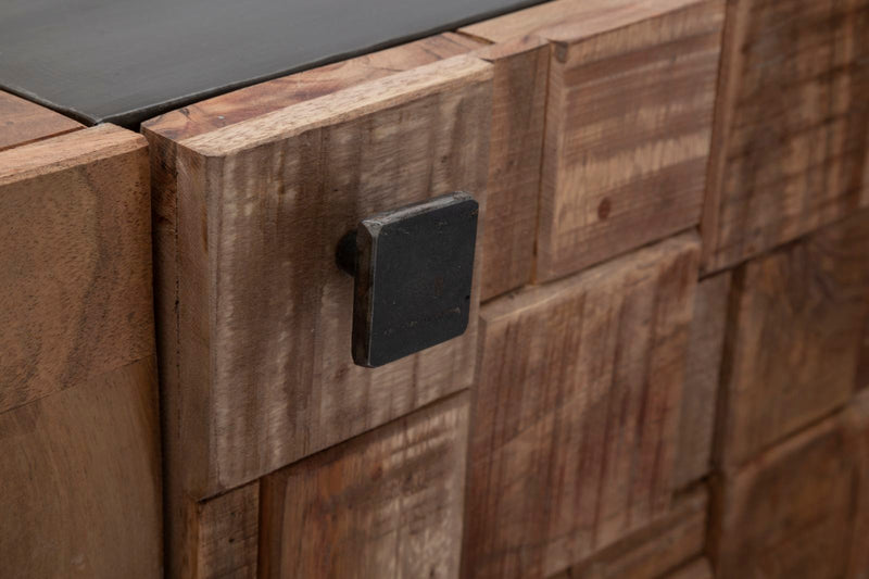 Porta Tv Mumbai 145x40x62 cm in Legno di Acacia e in Ferro Marrone e Nero-7