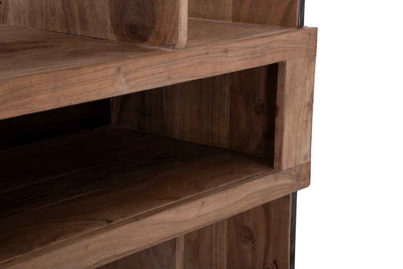 Libreria Mumbai 88x40x177 cm in Legno di Acacia e in Ferro Marrone e Nero-7