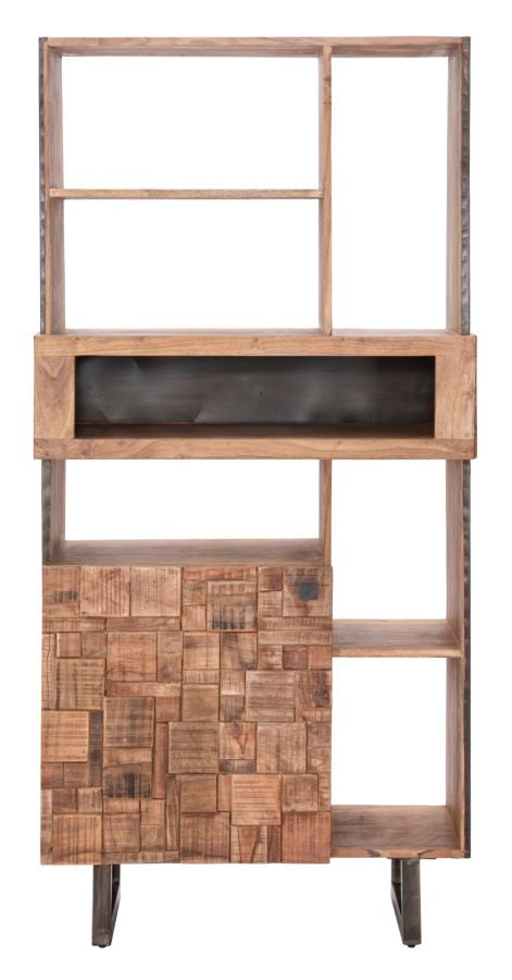 Libreria Mumbai 88x40x177 cm in Legno di Acacia e in Ferro Marrone e Nero-2