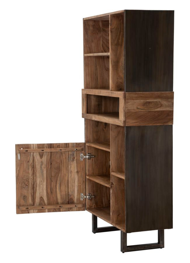 Libreria Mumbai 88x40x177 cm in Legno di Acacia e in Ferro Marrone e Nero-5
