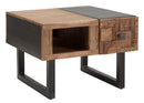 Tavolo da Caffé Quadrato Mumbai 60x60x43 cm in Legno di Acacia e in Ferro Marrone e Nero-1