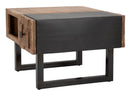 Tavolo da Caffé Quadrato Mumbai 60x60x43 cm in Legno di Acacia e in Ferro Marrone e Nero-3