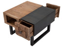Tavolo da Caffé Quadrato Mumbai 60x60x43 cm in Legno di Acacia e in Ferro Marrone e Nero-5