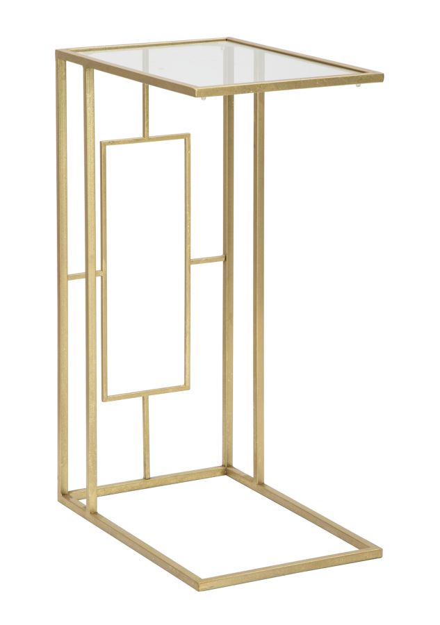 Tavolinetto C 40,5x25,5x60 cm in Ferro e Vetro Oro-1
