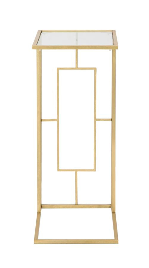 Tavolinetto C 40,5x25,5x60 cm in Ferro e Vetro Oro-4