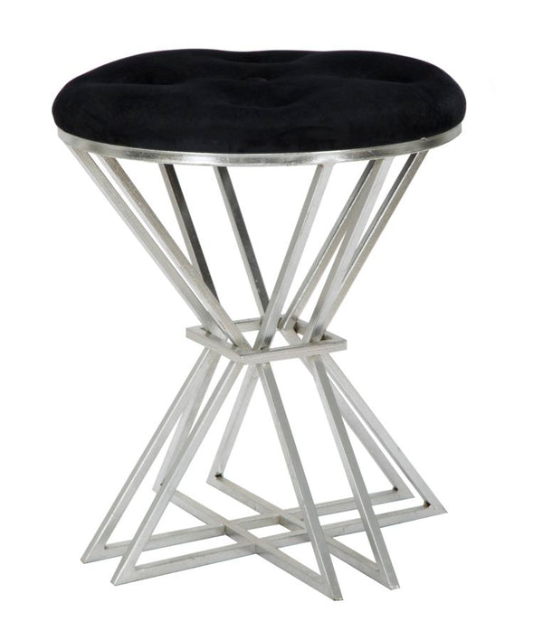 Oslo Hocker Ø40x50 cm aus Eisen und MDF und Schwamm und Polyester Silber und Schwarz sconto