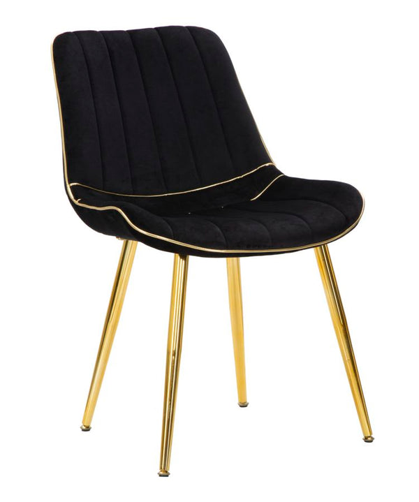 acquista Set mit 2 gepolsterten Stühlen 51 x 59 x 79 cm aus schwarzem und goldenem Pariser Polyester