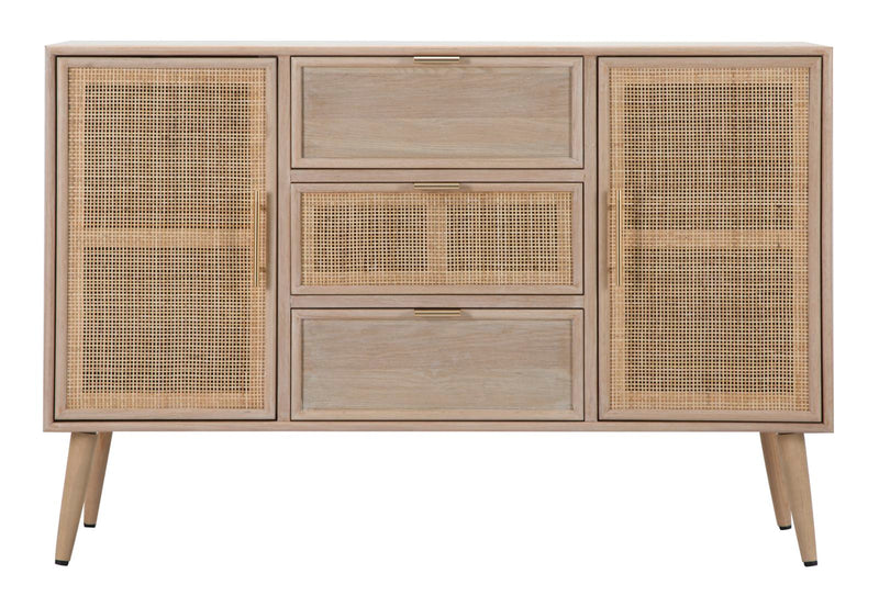 Mobile Paglia di Vienna 120x40,5x81 cm MDF e Impiallacciatura di frassino Marrone-2