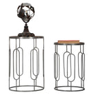 Tavolinetti New Mexico Coppia Ø40x60-35x53 cm in Ferro e MDF Marrone e Grigio-6