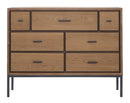 Comò Malé105x38x82 cm Legno di Abete e Impiallacciatura di frassino e MDF e in Ferro Marrone e Grigio-6