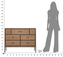 Comò Malé105x38x82 cm Legno di Abete e Impiallacciatura di frassino e MDF e in Ferro Marrone e Grigio-8
