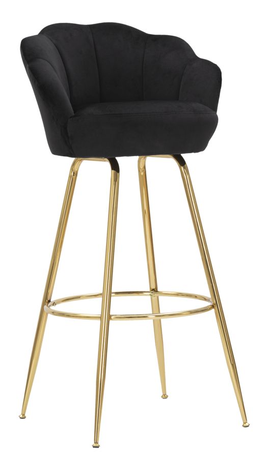 Vienna Black Barhocker 55x53x110 cm Schwamm und Stoff und schwarzes und goldenes Metall sconto