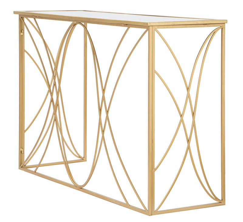 Console Exy 120x40x80 cm in Ferro e Specchio Oro e Argento-3