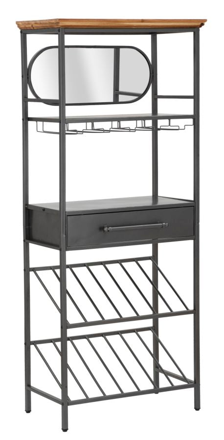 Industry Flaschenregal 68 x 37 x 165 cm aus Eisen und Spiegel und braunem Tannenholz online