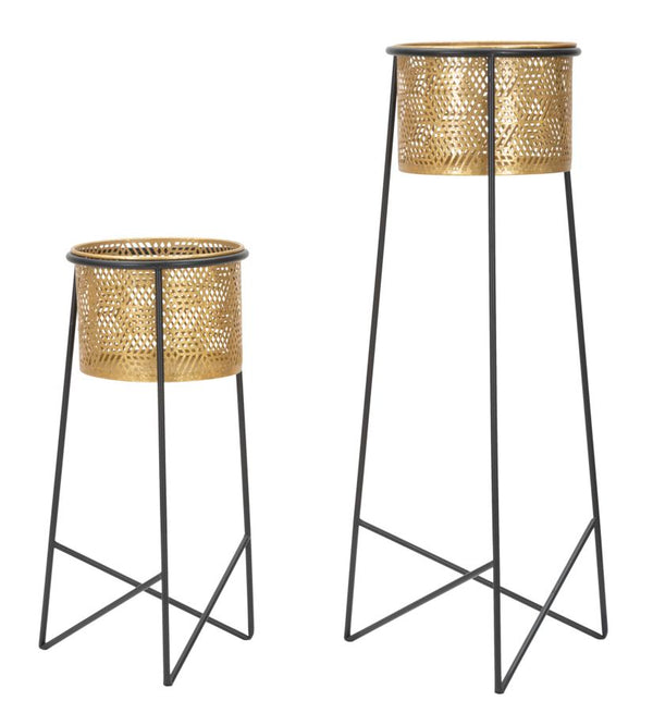 Vasenhalter Exy Ø37x76-27x51 cm in Gold und schwarzem Eisen online