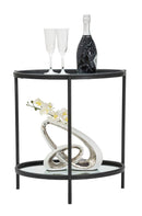 Tavolinetto Maycos 53,3x36,8x58,4 cm in Ferro e Specchio Nero-6
