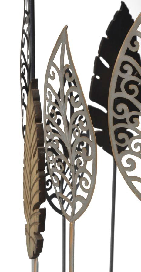 Tavolinetti in Ferro e Legno Foglie Coppia 38x55-33x50 cm in Ferro MDF e Vetro Multicolor-4