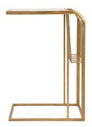 Tavolinetto Marble Porta Giornali 46x35x65 cm in Ferro e Marmo Oro e Bianco-3