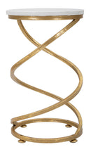 Tavolinetto Spiral Marble Ø27,5x47,5 cm in Ferro e Marmo Oro e Bianco-1