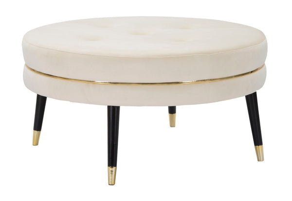 online Puff Paris XXL Creme/Gold Ø90x46 cm in Gold und schwarzem Samt