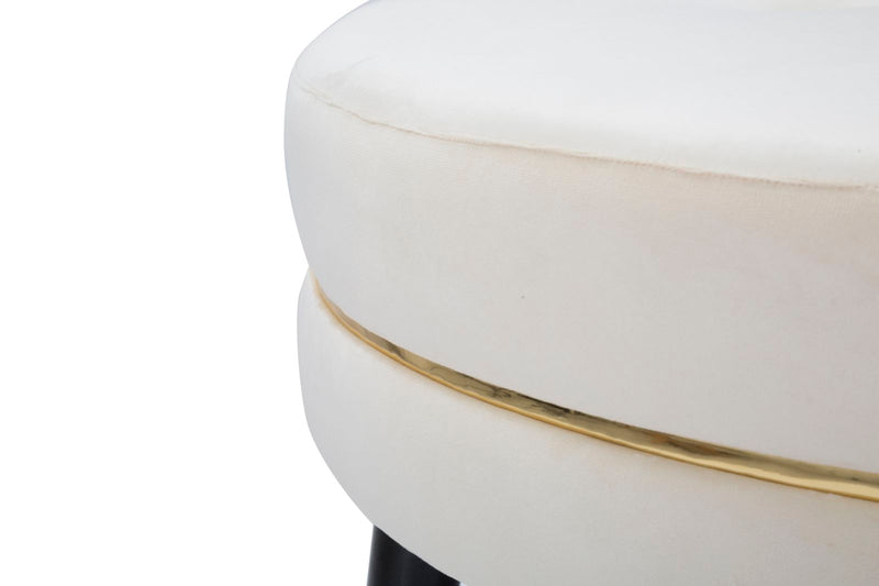 Puff Paris xxl Crema/Oro Ø90x46 cm in Legno Spugna Oro e Nero-4