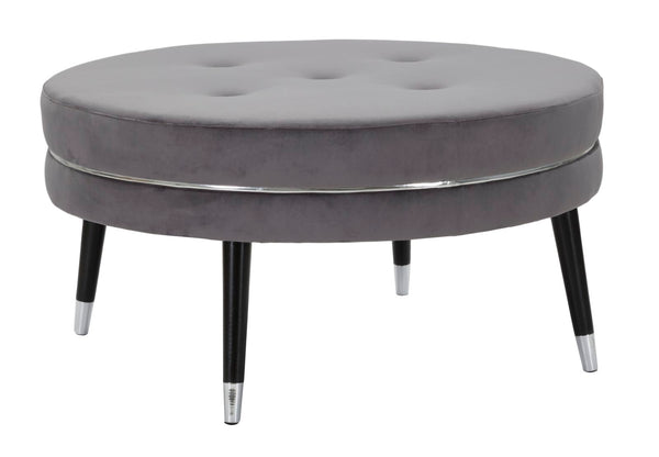 online Puff Paris xxl Grau/Silber Ø90x46 cm in grauem und schwarzem Samt