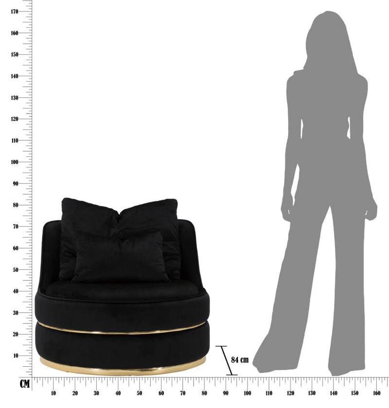 Poltrona Paris Space Nero/Oro Ø84x72 cm in Legno e Spugna Nero e Oro-10