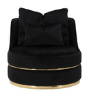 Poltrona Paris Space Nero/Oro Ø84x72 cm in Legno e Spugna Nero e Oro-2