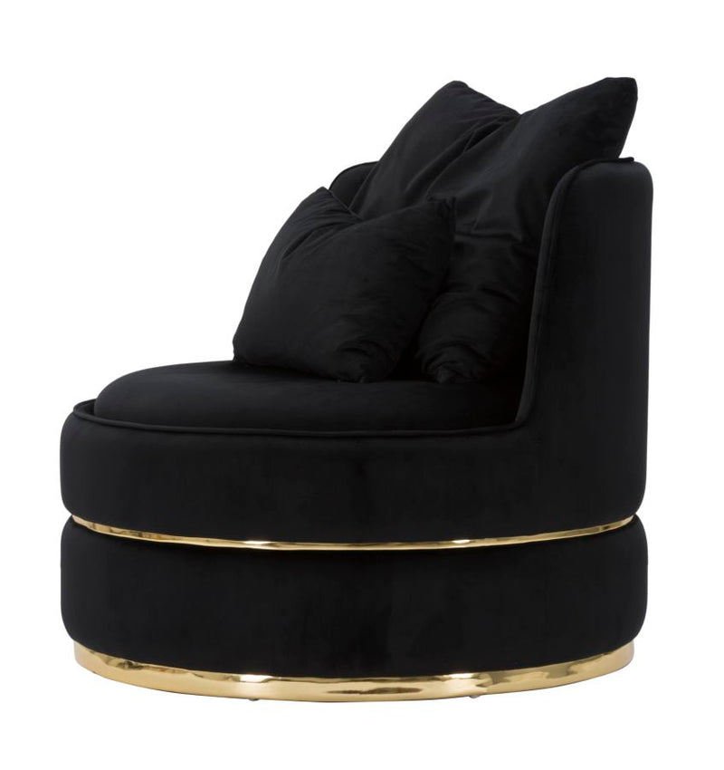 Poltrona Paris Space Nero/Oro Ø84x72 cm in Legno e Spugna Nero e Oro-3
