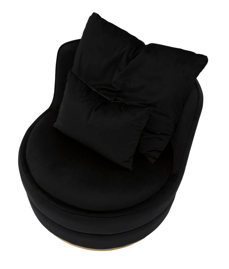 Poltrona Paris Space Nero/Oro Ø84x72 cm in Legno e Spugna Nero e Oro-7