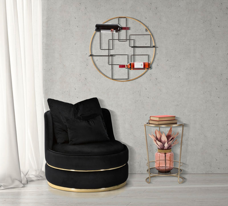 Poltrona Paris Space Nero/Oro Ø84x72 cm in Legno e Spugna Nero e Oro-9