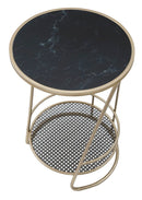 Tavolinetto Decor 41x40x60 cm in Ferro e MDF Oro ANG Nero-4