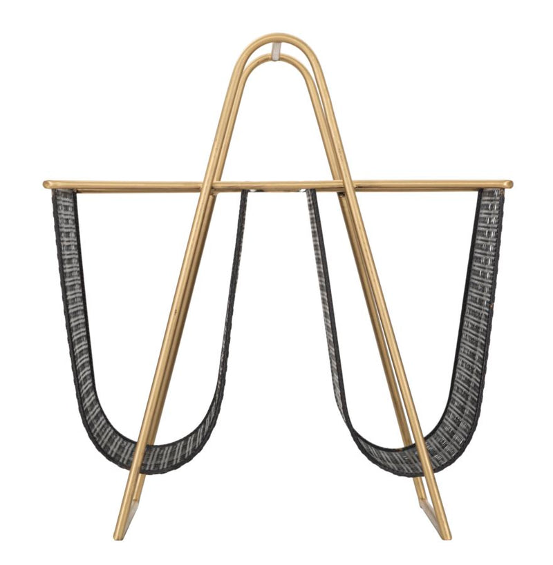 Porta Giornali Double 31x40x42,5 cm in Ferro Nero e Oro-2